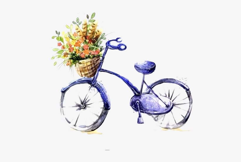 Bicycle Watercolor Painting Drawing Gratis - Drawing, transparent png download