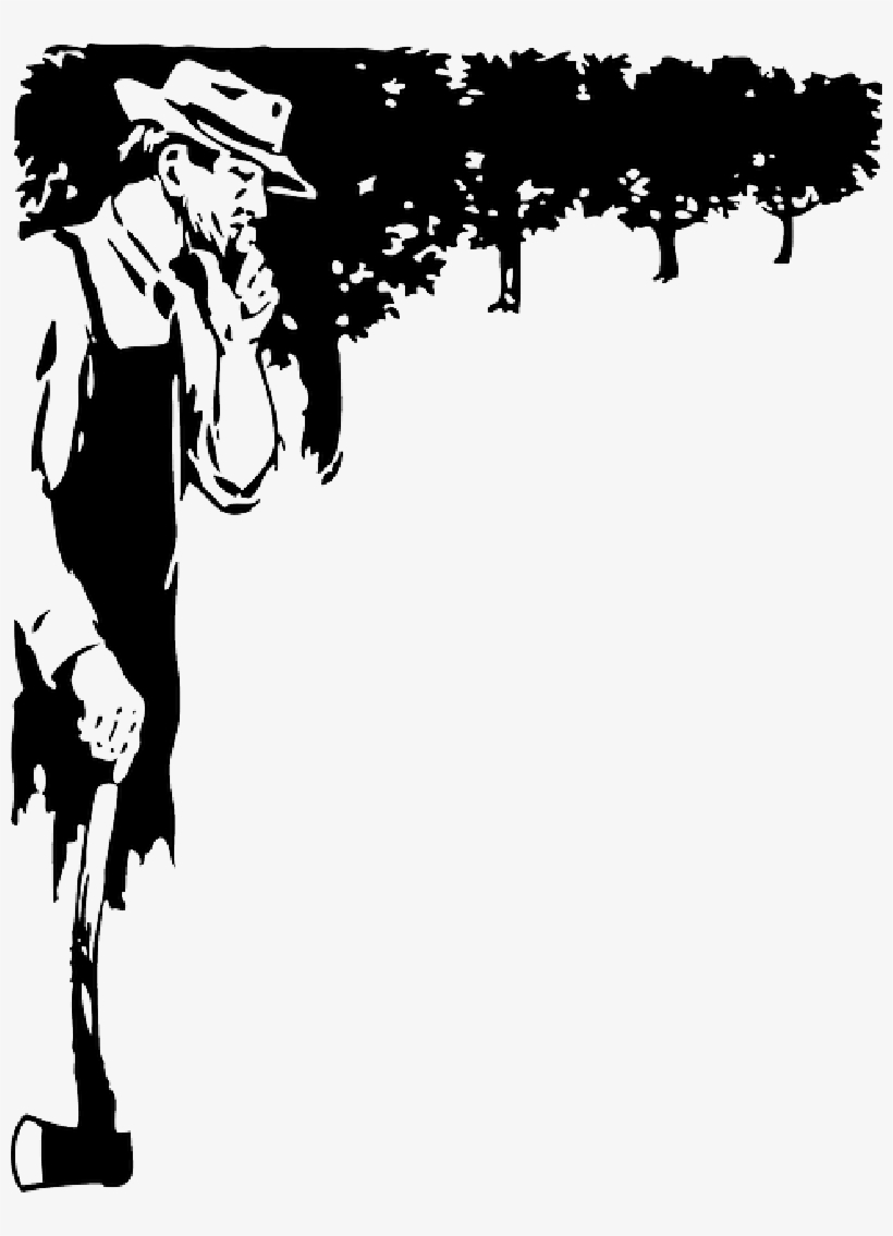 Man, Tree, Tool, Axe, Farmer, Stand, Cap, - Farmer Thinking Clip Art, transparent png download