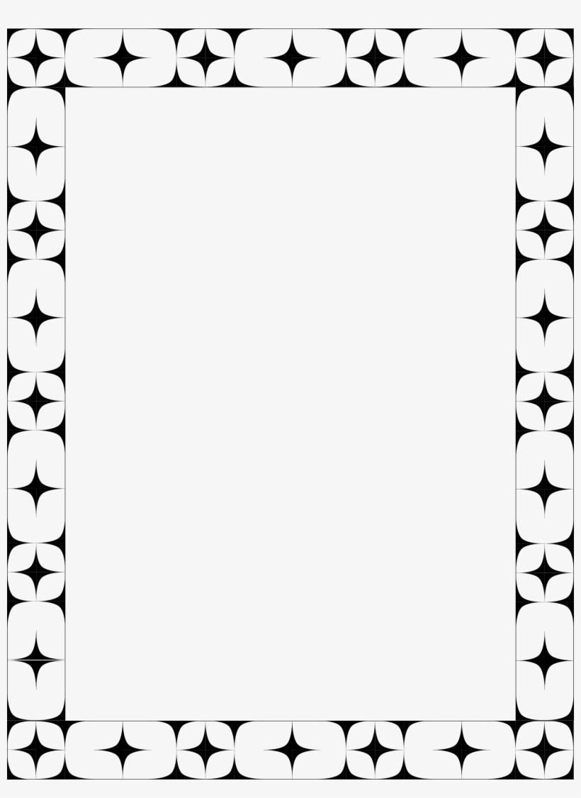 Curve Clipart Frame Corner - מסגרת שחור לבן כוכבים, transparent png download