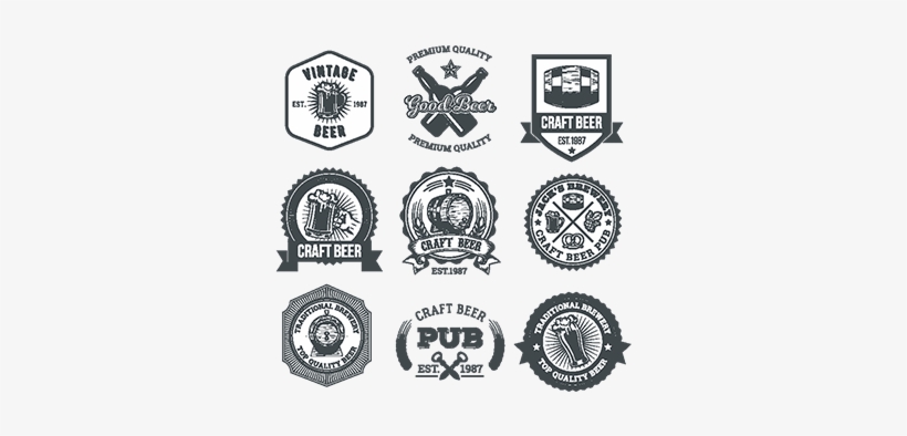 Collection Of Retro Beer Emblems, Badges, Stickers, - Figure Geometriche Complesse, transparent png download