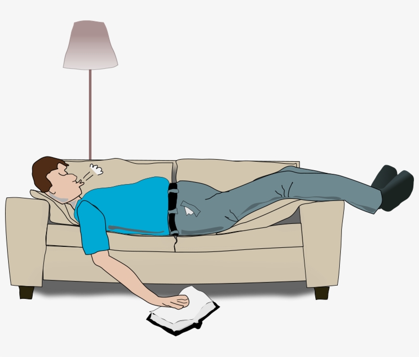 Sleeping Comfy Pencil And In Color - Sleeping On A Small Couch, transparent png download