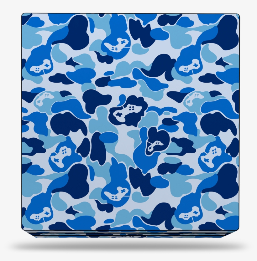 Sony Ps4 Pro Blue Game Camo Skin - Blue Bape Camo, transparent png download