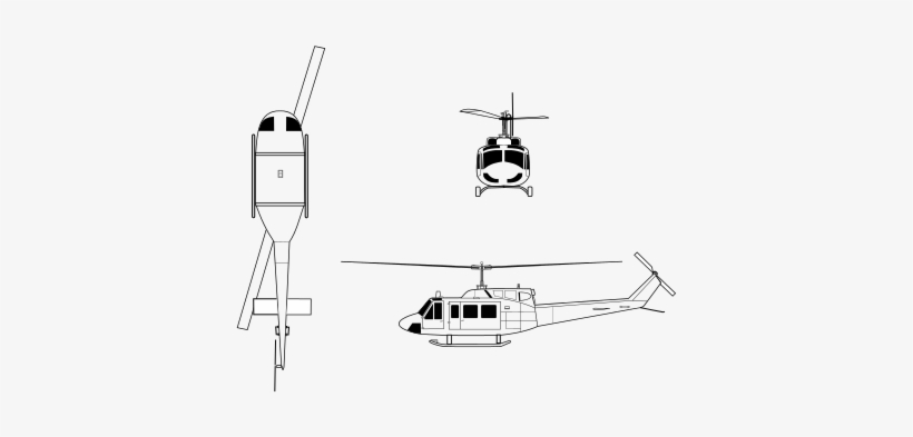 File Uh N Twin Svg Aircraft Views - Bell Uh 1 Huey Diagram, transparent png download