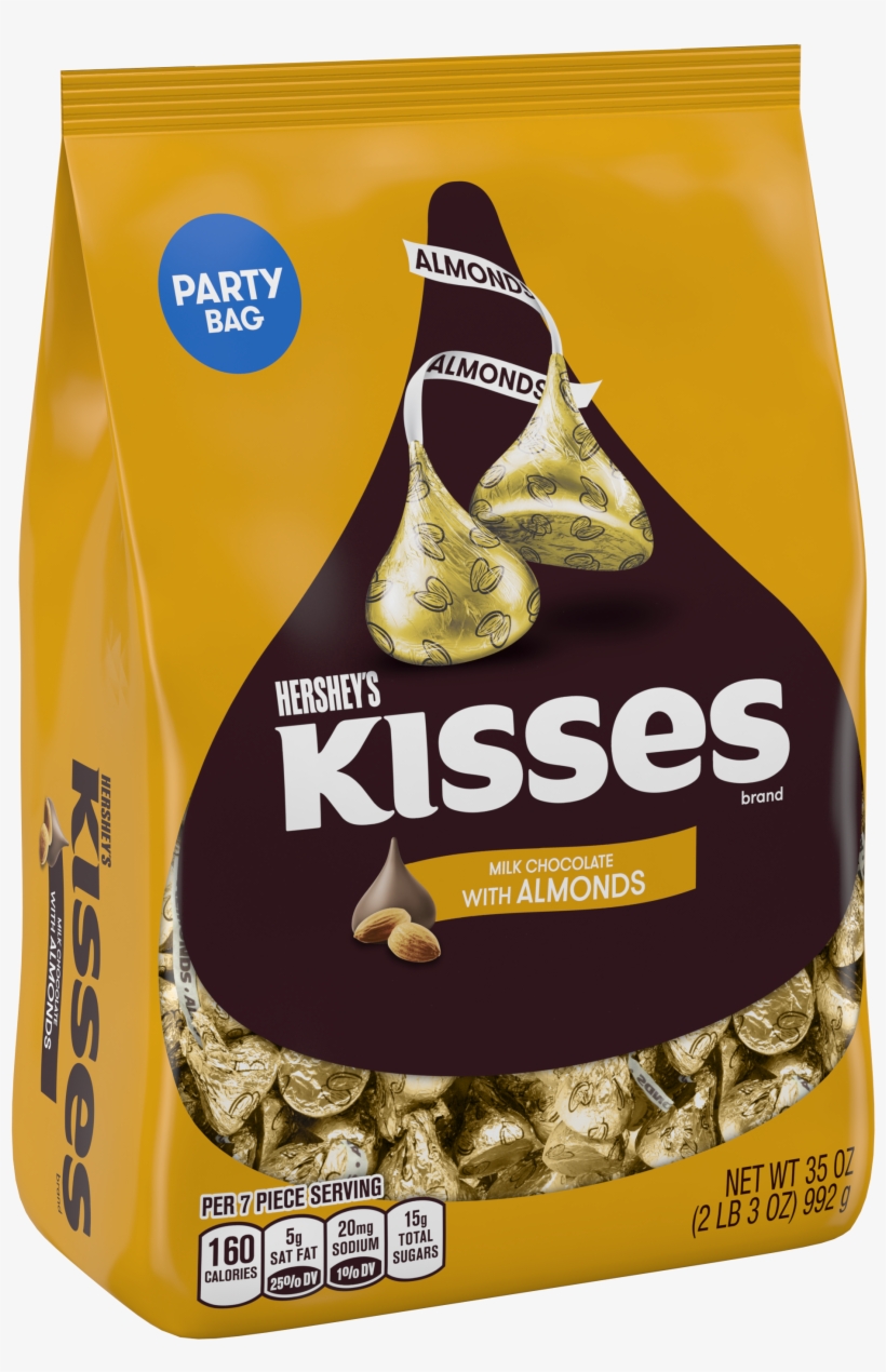 Kisses, Milk Chocolate With Almonds Candy, 35 Oz - Almond Kisses Chocolate, transparent png download
