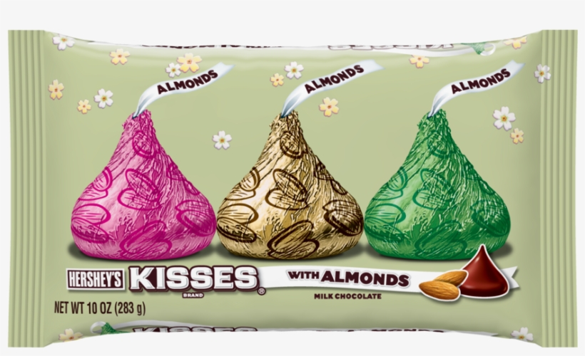 Easter Kisses Milk Chocolate With Almonds - Hersheys Kisses Milk Chocolate With Almonds - 10 Oz, transparent png download