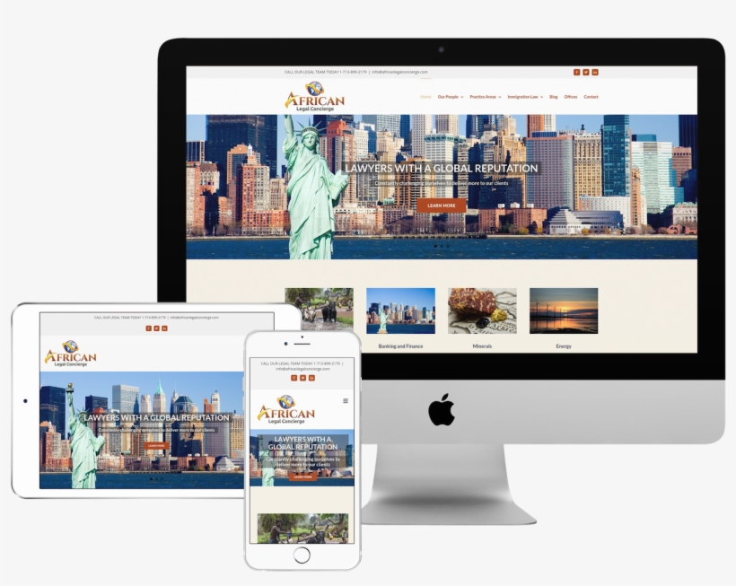 African Legal Concierge Website Mockup Imac - View Of New York From Nj City, transparent png download