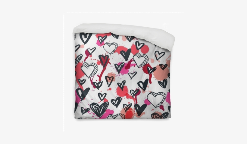 Vector Seamless Hearts Pattern - Watercolor Painting, transparent png download