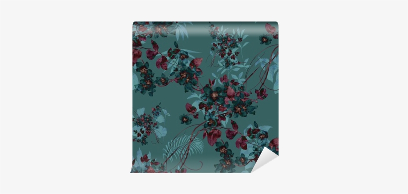 Watercolor Painting Of Leaf And Flowers, Seamless Pattern - Watercolor Painting, transparent png download