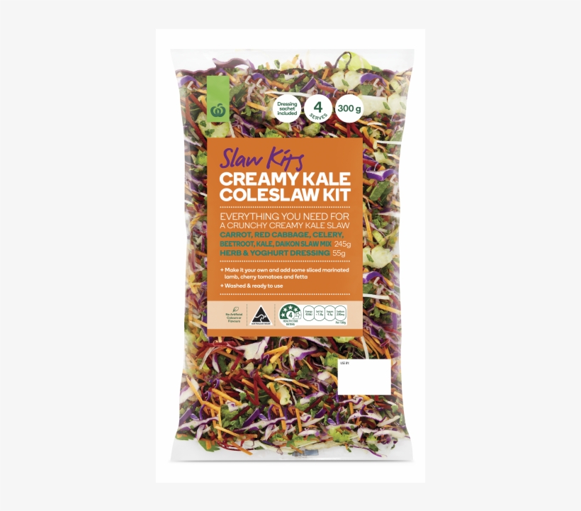 "woolworths Creamy Kale Coleslaw Kit 300g Bag" Has - Kale Slaw Woolworths, transparent png download