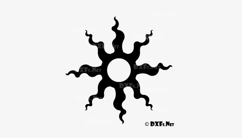 Dxf Sun Silhouette Design - Buddhist Symbol Wheel Black, transparent png download