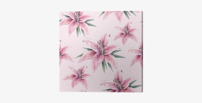 Pink Lily Flowers Isolated On Pink Background - New Handwork Sketch Design, transparent png download