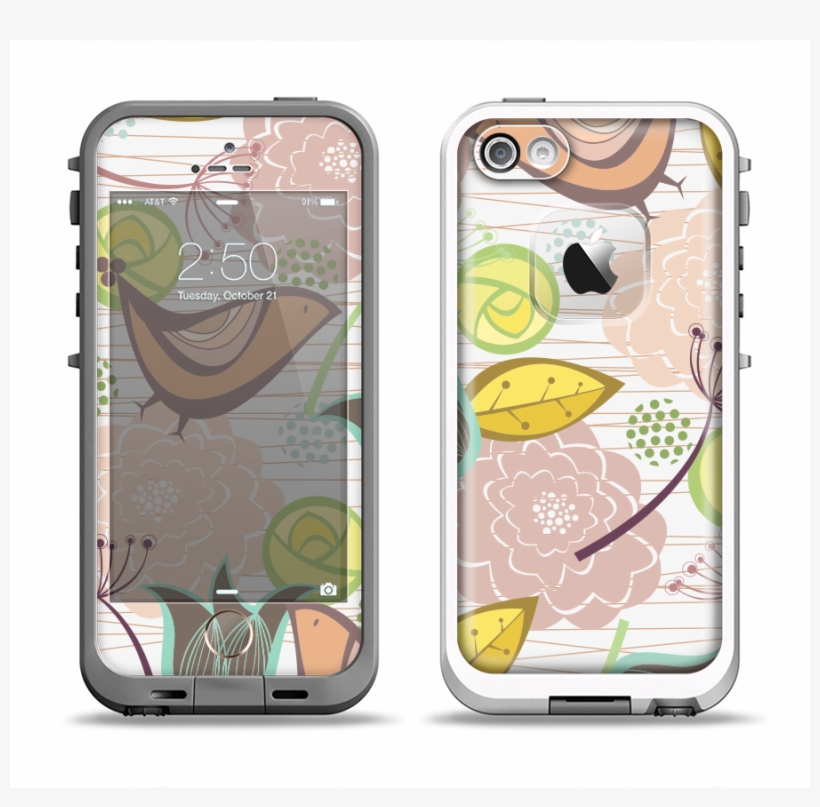 The Vintage Tan & Gold Vector Birds With Flowers Apple - Iphone, transparent png download