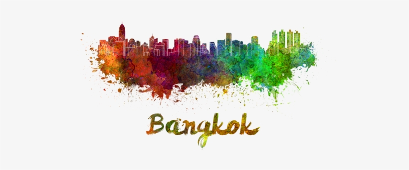 Bleed Area May Not Be Visible - Bangkok Skyline Watercolor, transparent png download