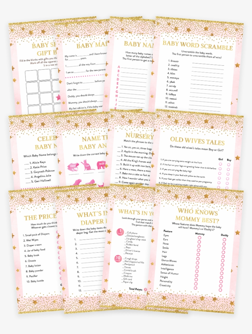 Pink And Gold Twinkle Twinkle Little Stars Baby Shower - Game, transparent png download