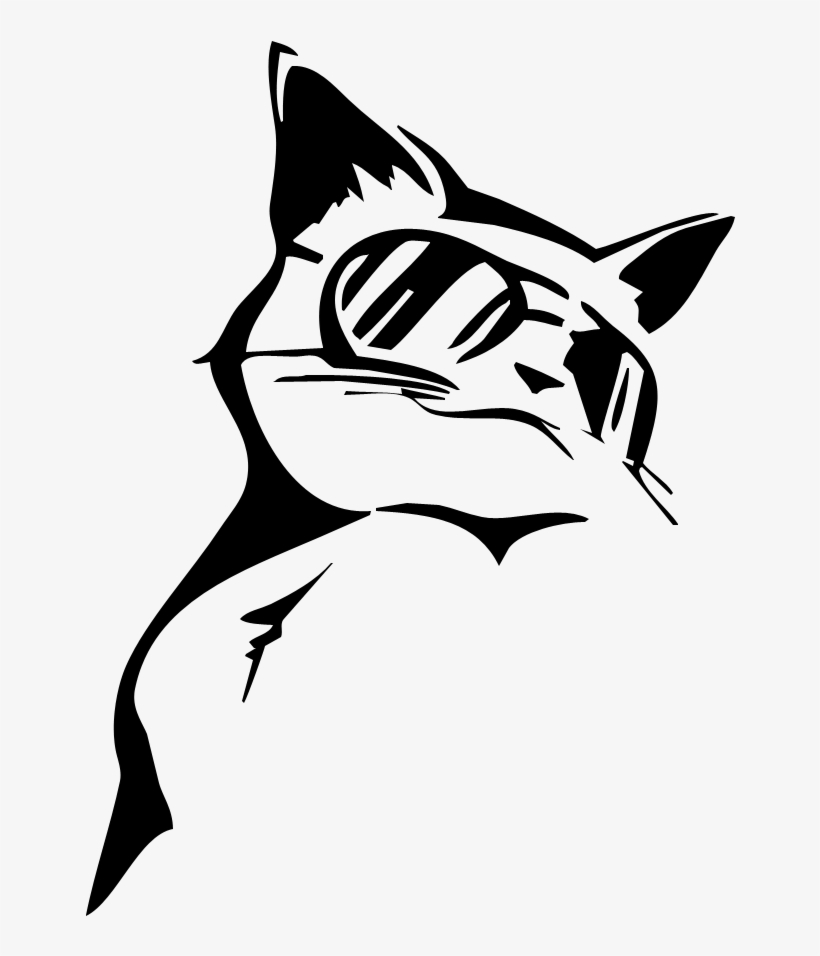 Cat In Glasses - Stencil Cool, transparent png download