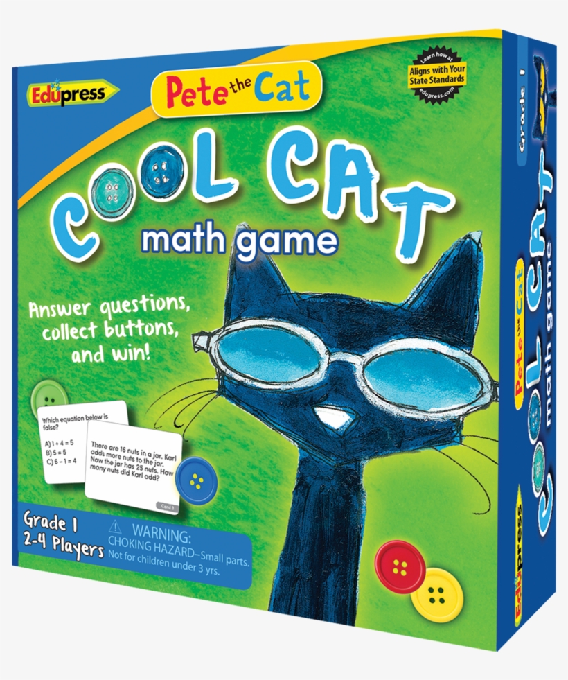 Tcr63531 Pete The Cat Cool Cat Math Game 1 Image - Edupress Pete The Cat Cool Cat Math Game, Kindergarten, transparent png download
