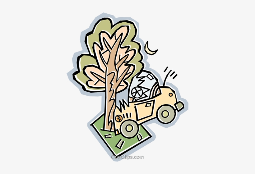 Car Accident Royalty Free Vector Clip Art Illustration - Car Crash Into A Tree Cartoon, transparent png download