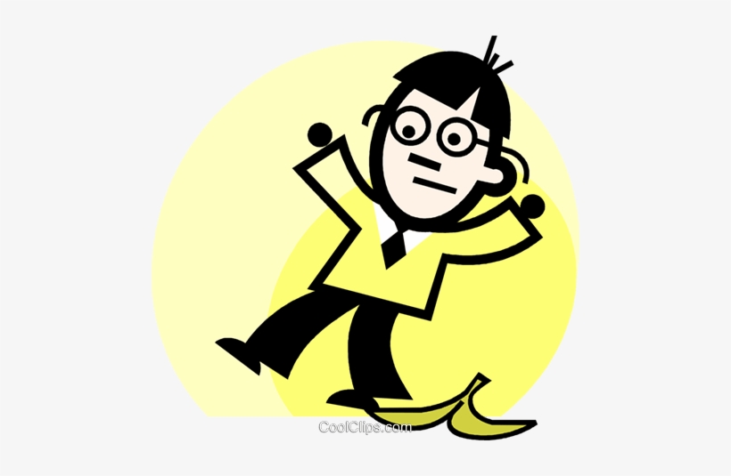 Businessman Slipping On A Banana Peel Royalty Free - Banana Slip Gif Animated, transparent png download