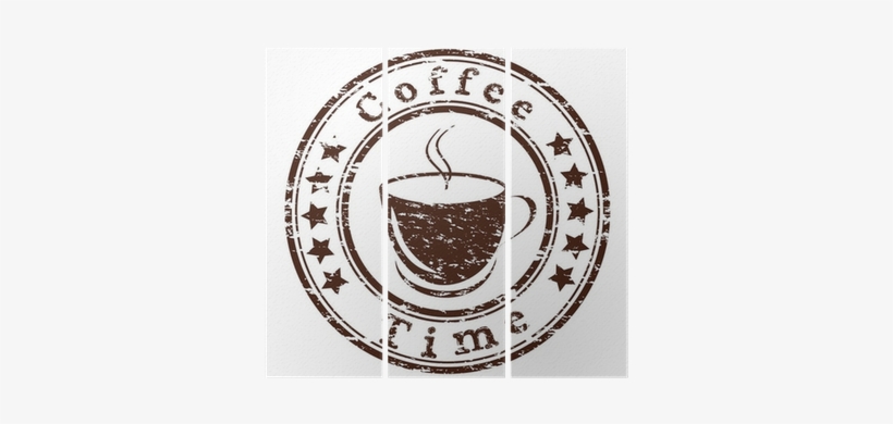 Vector Coffee Time Grunge Stamp With A Cup Triptych - Coffee Time, transparent png download