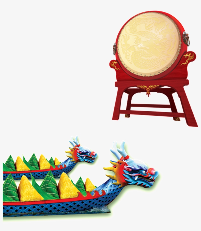 Dragon Boat Battle Dragon Boat Festival Png - Chinese Drum Png, transparent png download