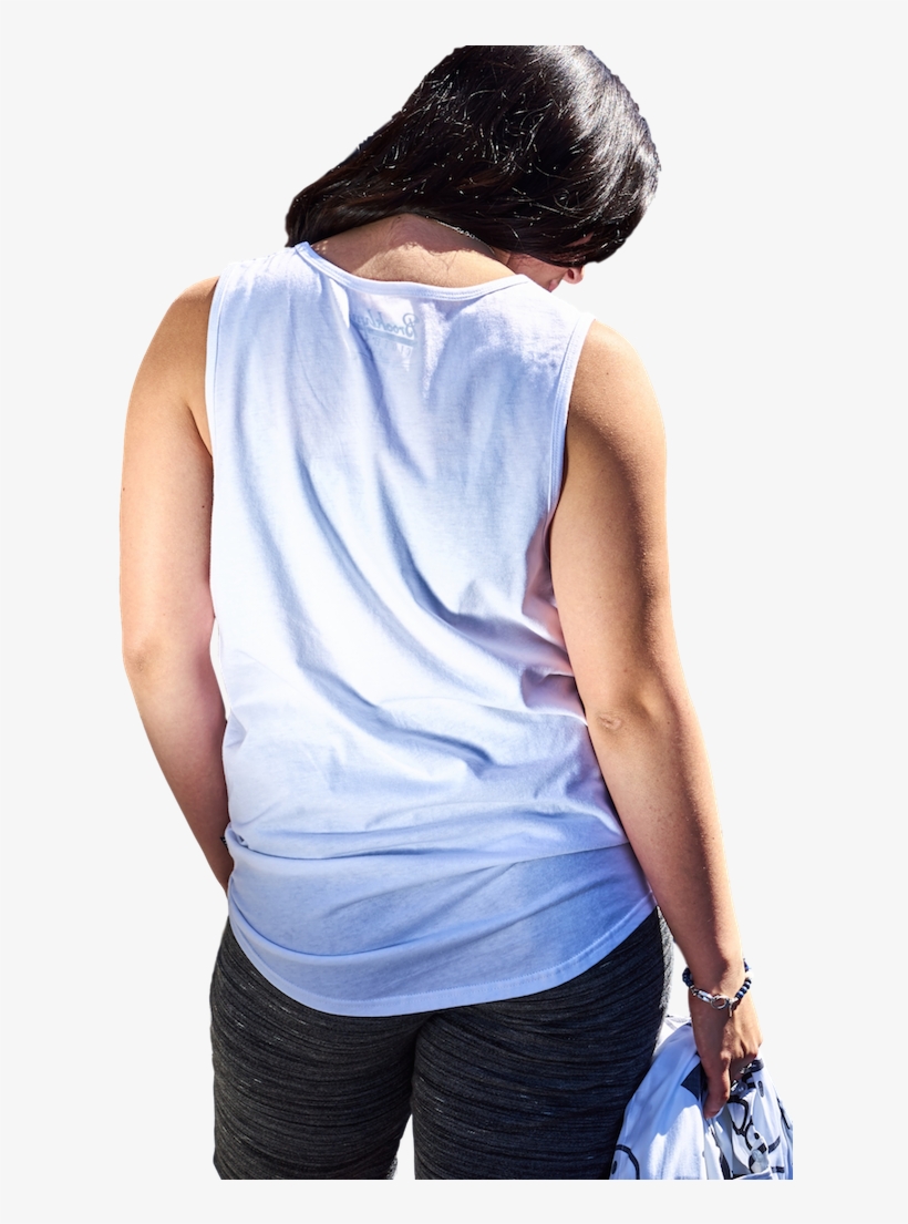 White Distressed Scoop Hem Pocket Tank Tees & Tanks - Girl, transparent png download