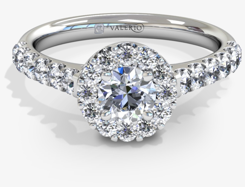 Starburst Diamond Halo Fairtrade Gold Engagement Ring - Round Engagement Ring With Pave Diamonds, transparent png download