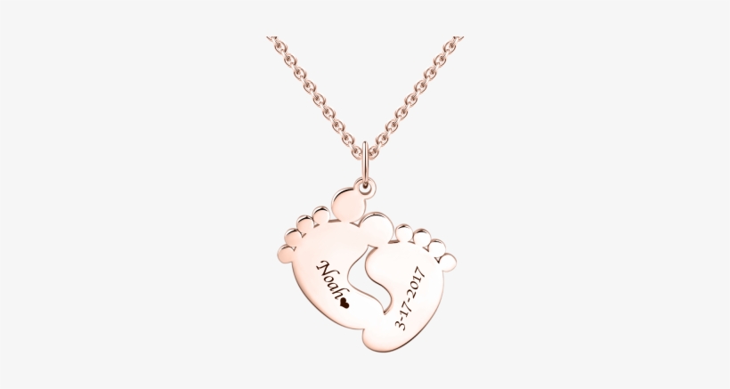 Rose Gold Personalized Baby Feet Necklace, transparent png download