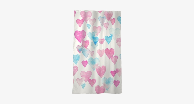 Seamless Watercolor Pattern With Colorful Hearts - Window, transparent png download