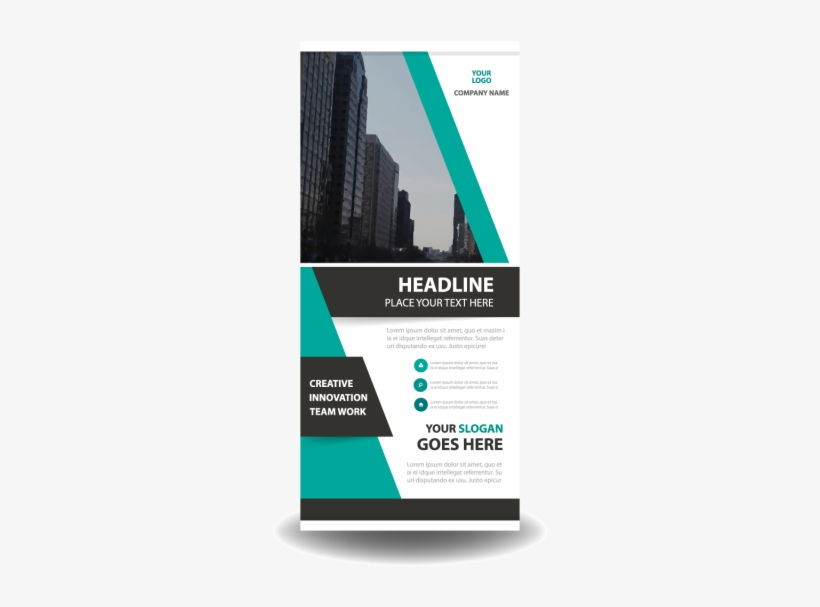 Green Triangle Business Roll Up Banner Flat Design - Advertising, transparent png download