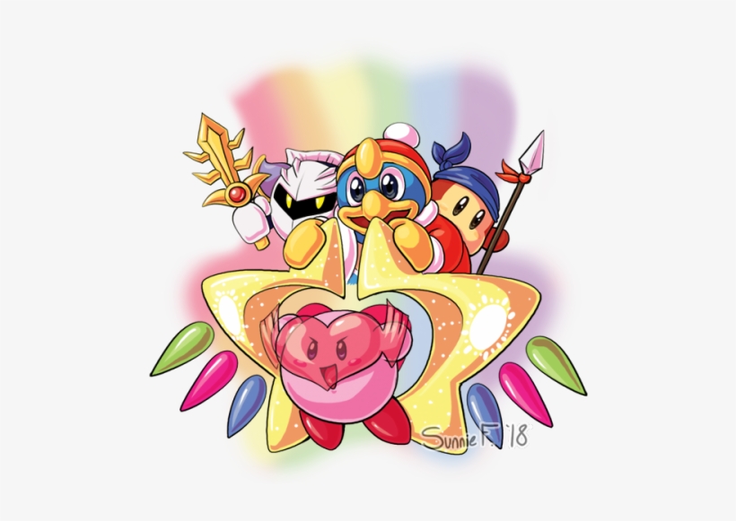 A Charm Design Of Kirby And Pals On The Star Sparkler - Cartoon, transparent png download