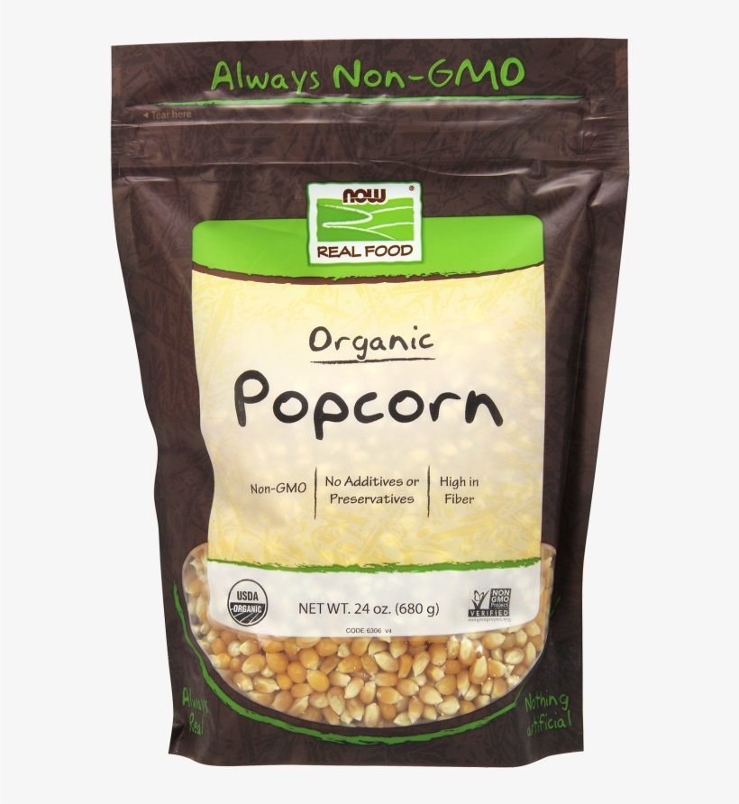 Popcorn, Organic - Now Foods - Certified Organic Popcorn - 24 Oz., transparent png download