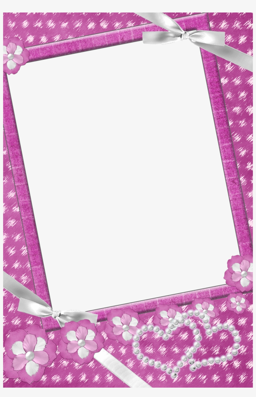 Pink Transparent Frame With Flowers And Pearls - Blue Romantic Frame Png, transparent png download