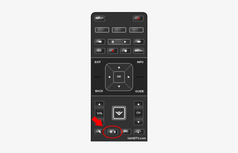 Wide Button On A Vizio Remote Vizio Tv Remote Input PNG Image