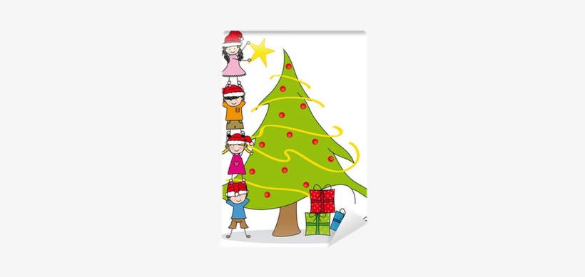 Niños Decorando Un Árbol De Navidad Wall Mural • Pixers® - Christmas Day, transparent png download