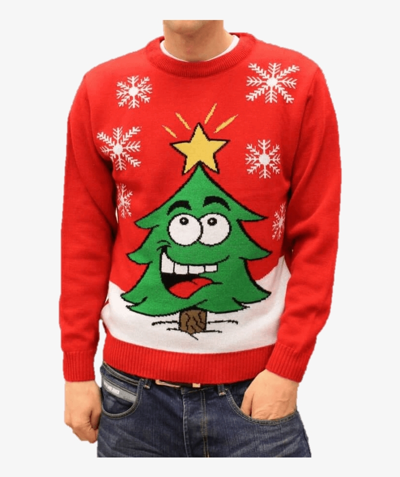 Jersey Navideño Hombre Árbol De Navidad Sonriente Rojo - Новогодний Свитер Купить Украина, transparent png download