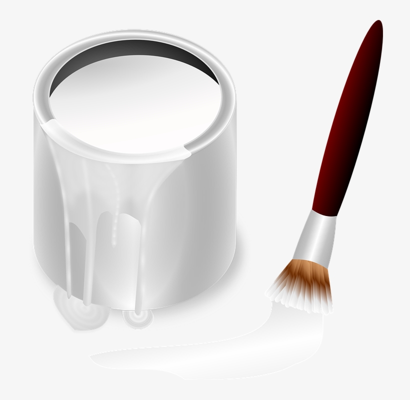 Paint Brush Clipart Pottery Painting - Paint Bucket And Brush White, transparent png download