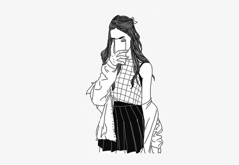Chanel Drawing Girly - Girl In Skirt Drawing, transparent png download