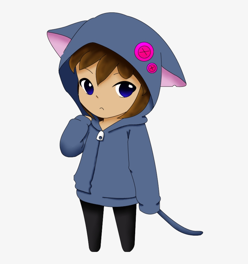 Chibi Girl In A Cat Vest By Sannyvampire On Clipart - Chibi Girl Cat, transparent png download