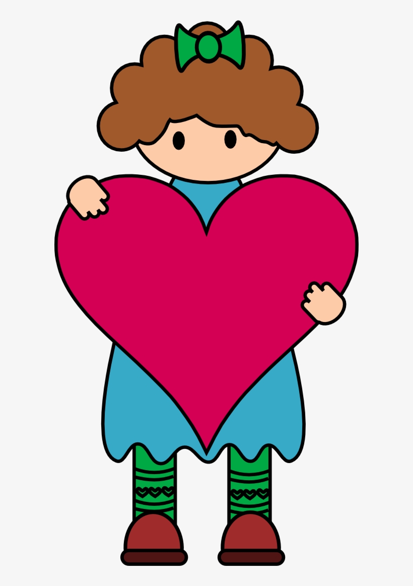 Girl With Heart Free Digital Stamp - Free Digi Stamps, transparent png download