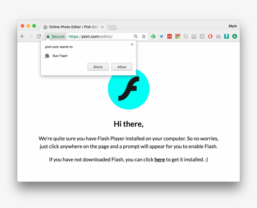 Allow Flash For Pixlr Editor Website In Chrome - Pixlr, transparent png download