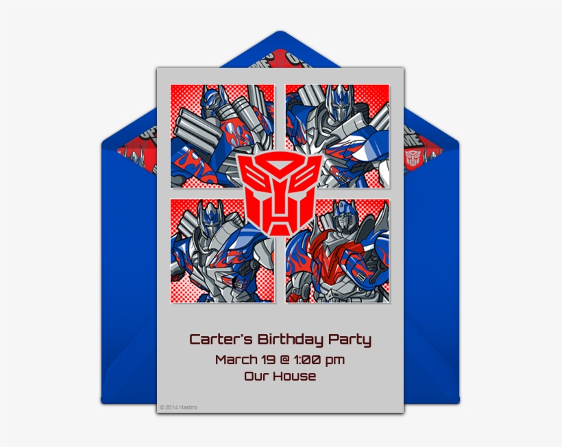 Optimus Prime Squares Online Invitation - Transformers Birthday Invitation, transparent png download