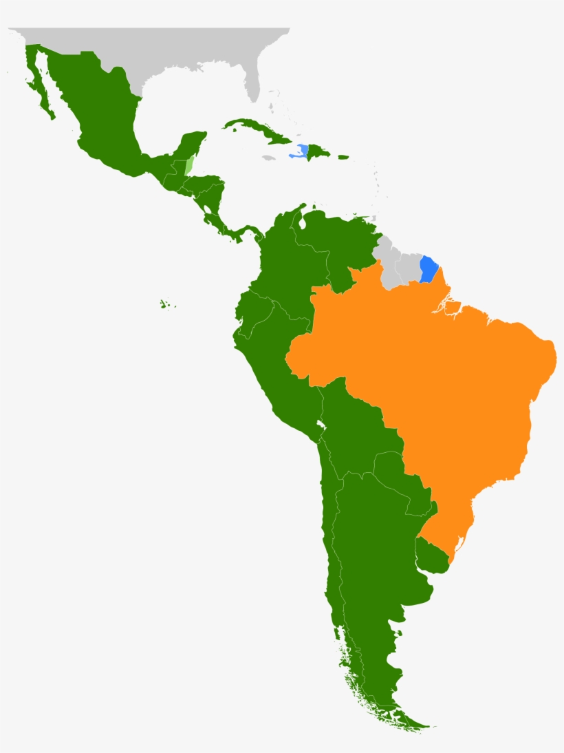 Fresh Map Of South America In Spanish - Latin America, transparent png download