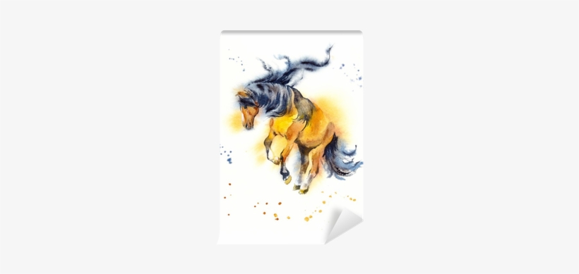 Watercolor Hand Drawn Illustration Wall Mural • Pixers® - Horse, transparent png download