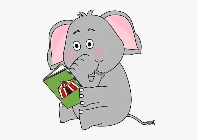 Elephant Clip Art - Elephant Reading, transparent png download