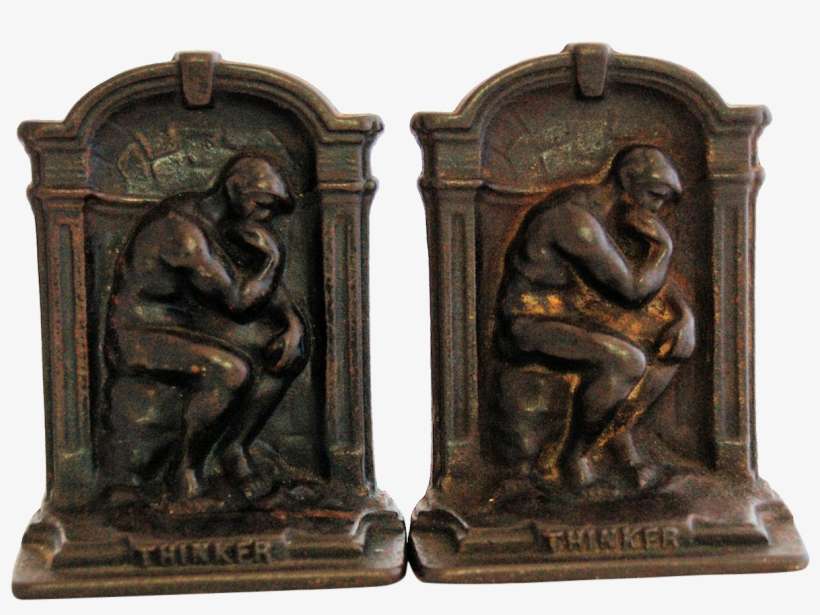 Cast Iron Bookends Of The Thinker Auguste Rodin V Foundry - Carving, transparent png download