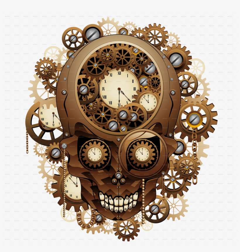 Go To Image - Steampunk Skull Vintage Style Art Print - Mini, transparent png download