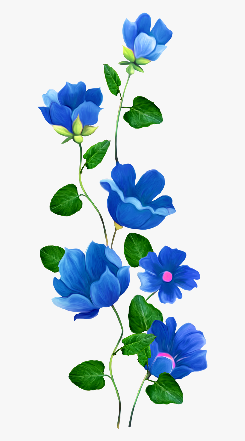 Flowers Transp For Creation - Blue Watercolour Floral Border Png, transparent png download