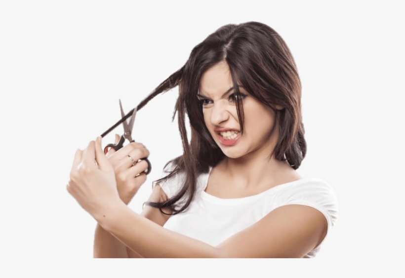 Hair Cutting Angry - Someone Cutting Their Own Hair, transparent png download