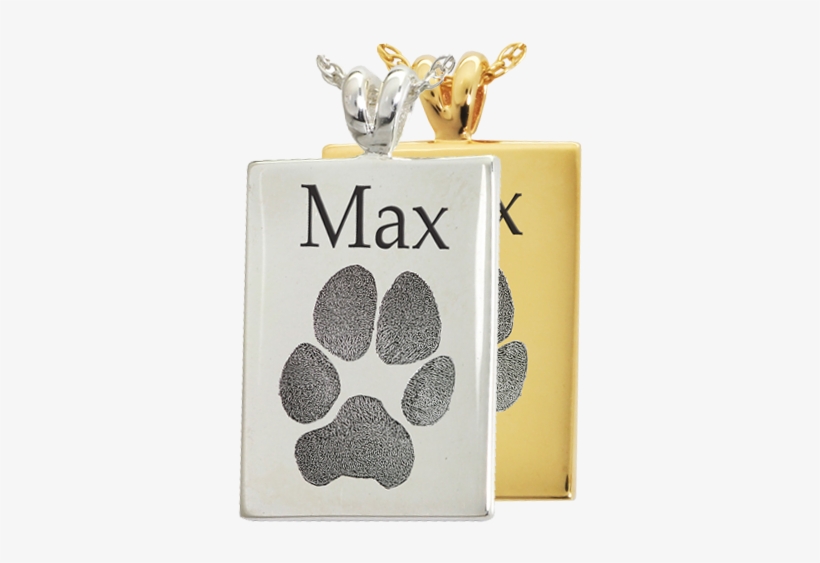 Rectangle Pawprint Jewelry With Name Engraved Shown - Dogs Name Max Chain, transparent png download