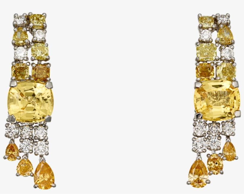 High Jewellery Earringsplatinum, Yellow Sapphires, - Amber High Jewellery, transparent png download